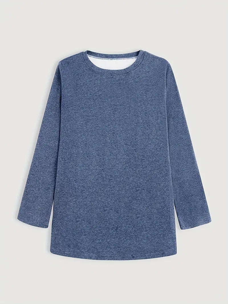 Aria - Bequemes lässiges hellblaues Fleece-Herbst-Sweatshirt für Frauen
