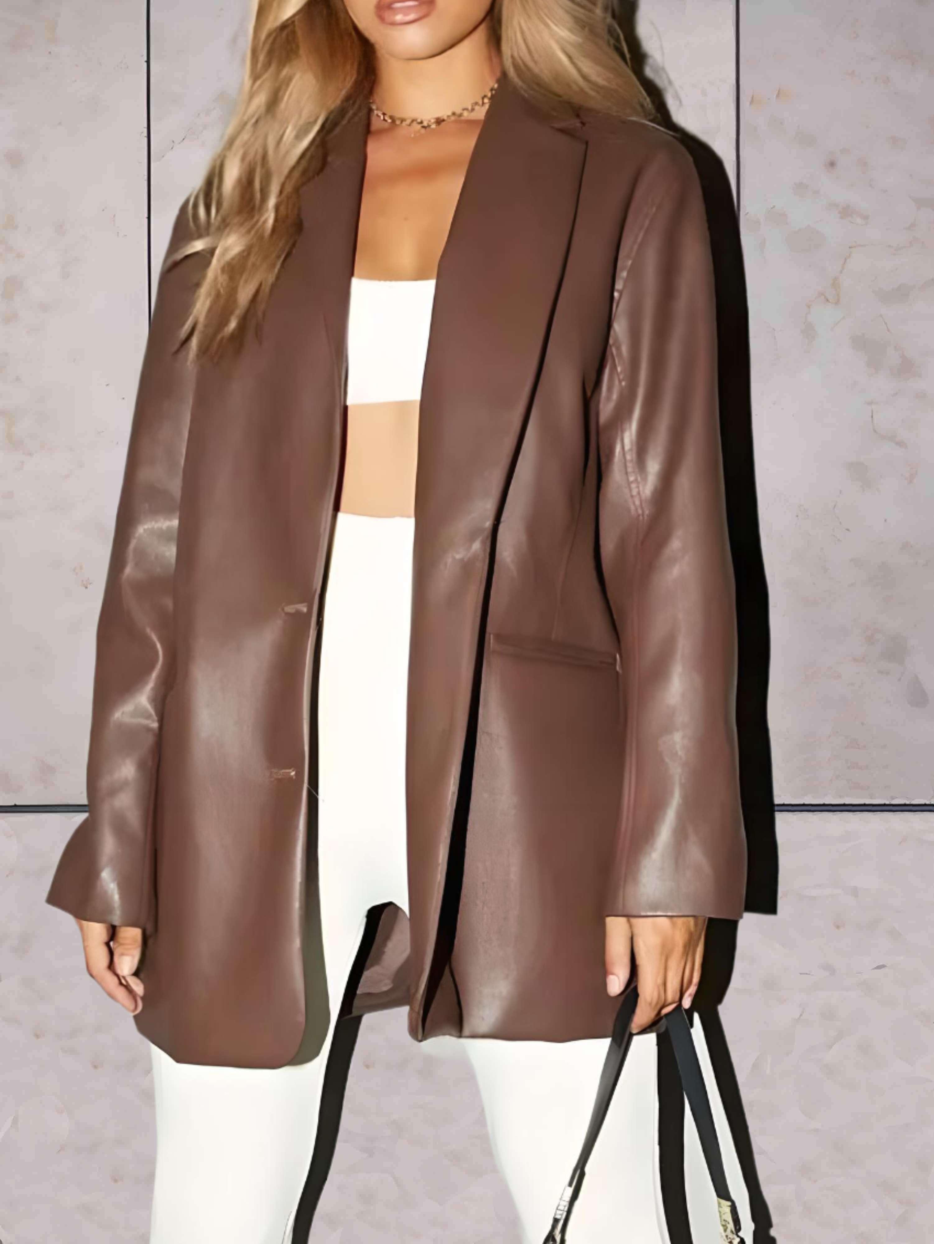 Aloisia - Elegante Damen-Lederjacke mit Reverskragen