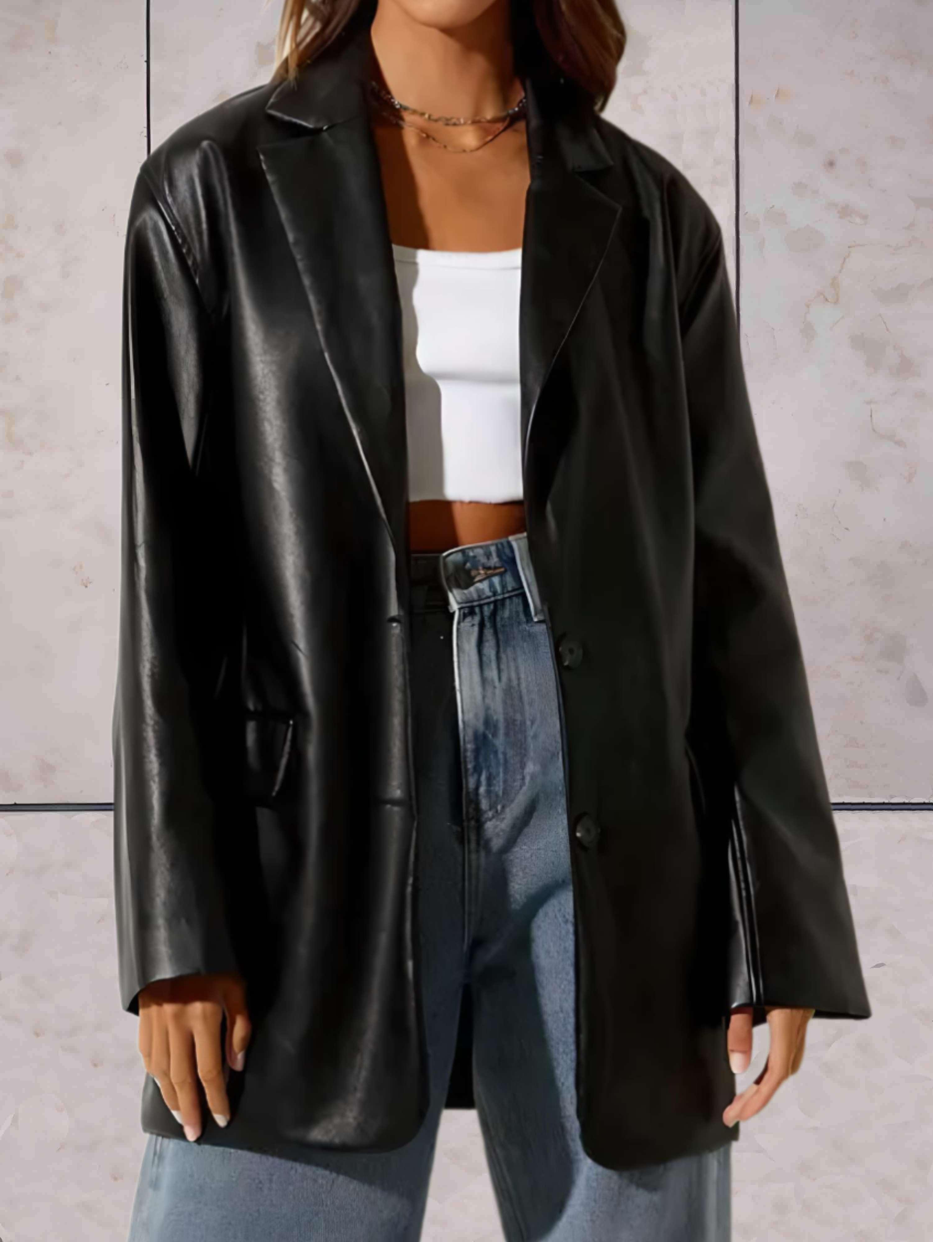 Aloisia - Elegante Damen-Lederjacke mit Reverskragen