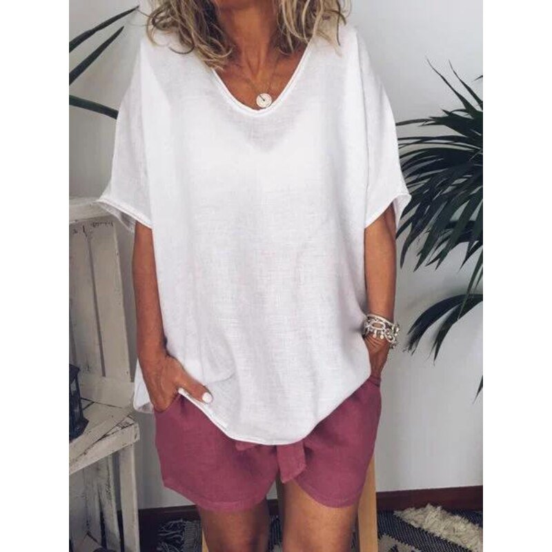 Freya | Oversized Leinen-T-Shirt für Damen