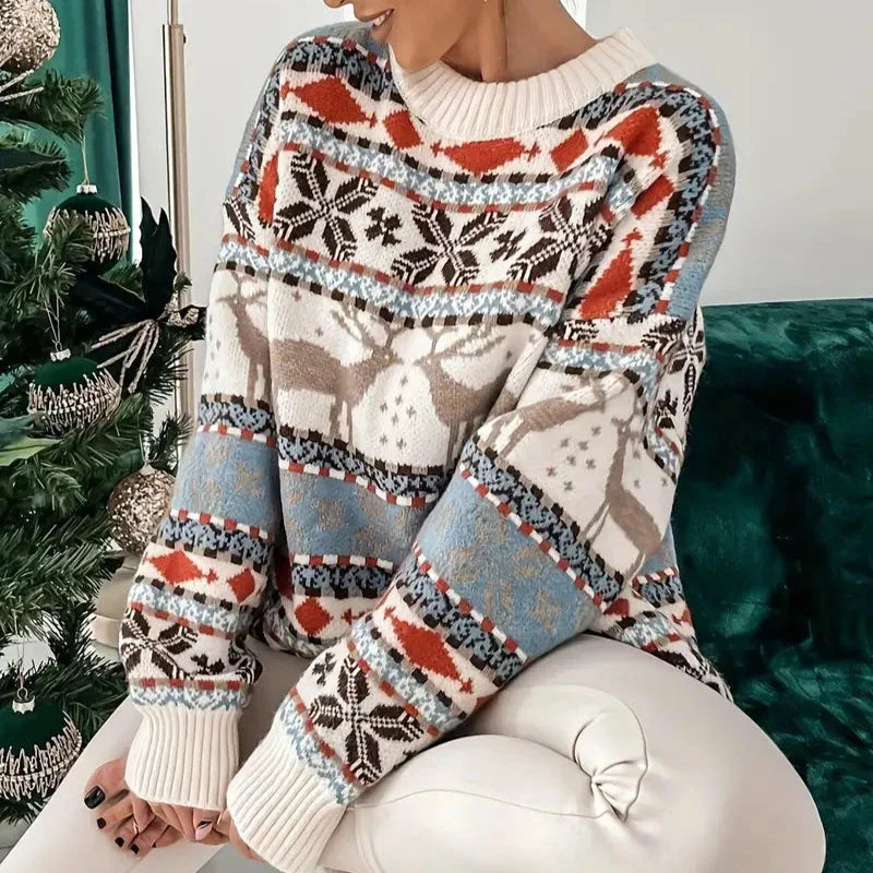 Maxine - Stilvoller und Lässiger Winter Grauer Pullover mit Rundhalsausschnitt für Damen