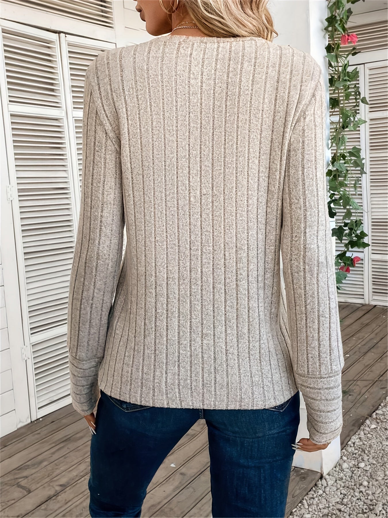 Eloise - Lässiges Herbst-/Winter-Rippen-Langarmshirt für Damen