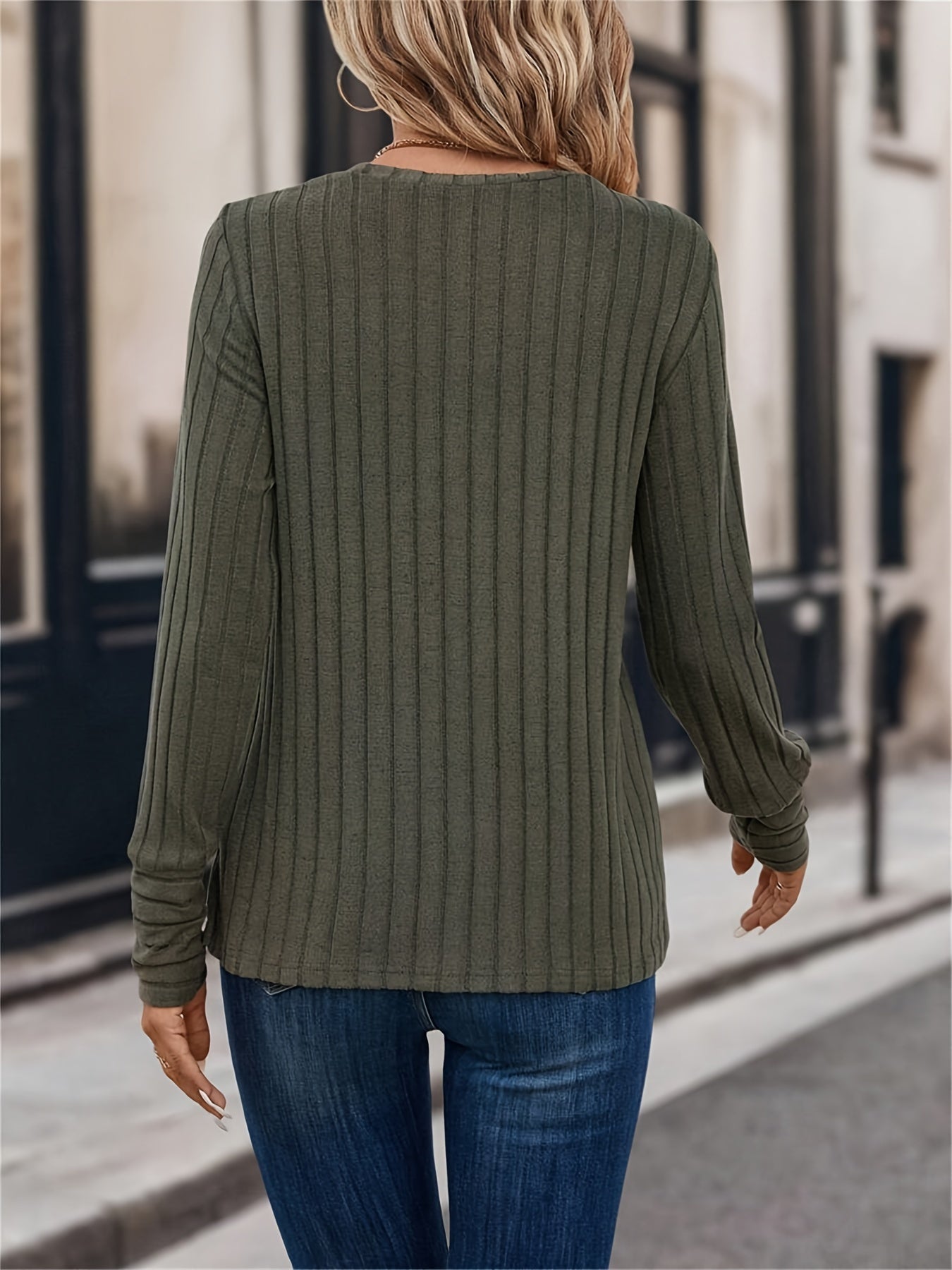 Eloise - Lässiges Herbst-/Winter-Rippen-Langarmshirt für Damen