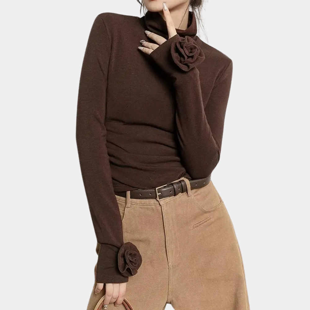 Jeanette - Elegantes Braunes Shirt für Damen