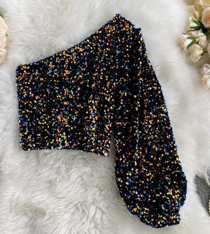 Dachma | Glitzerndes One-Shoulder-Top für Damen