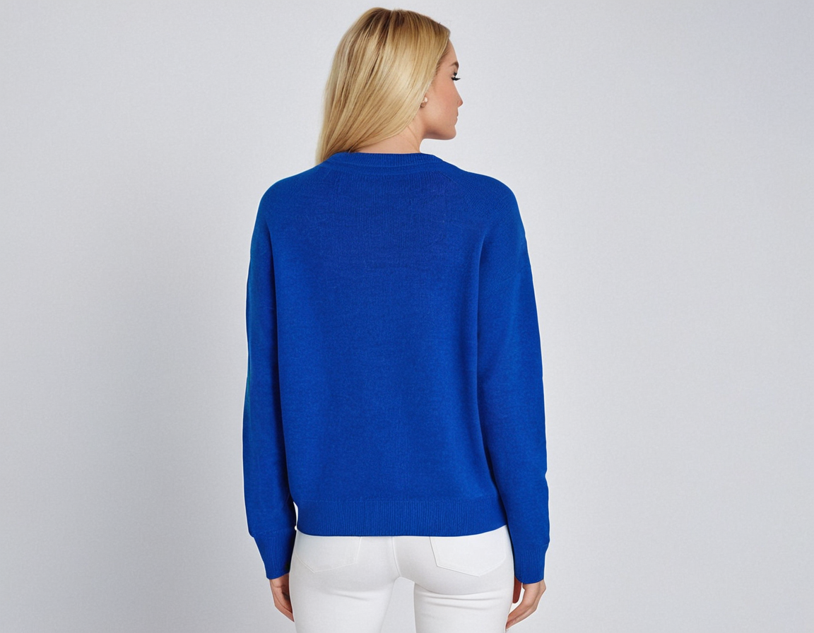 Lässig Blau Einfarbig Rundhalsausschnitt Langarmpullover