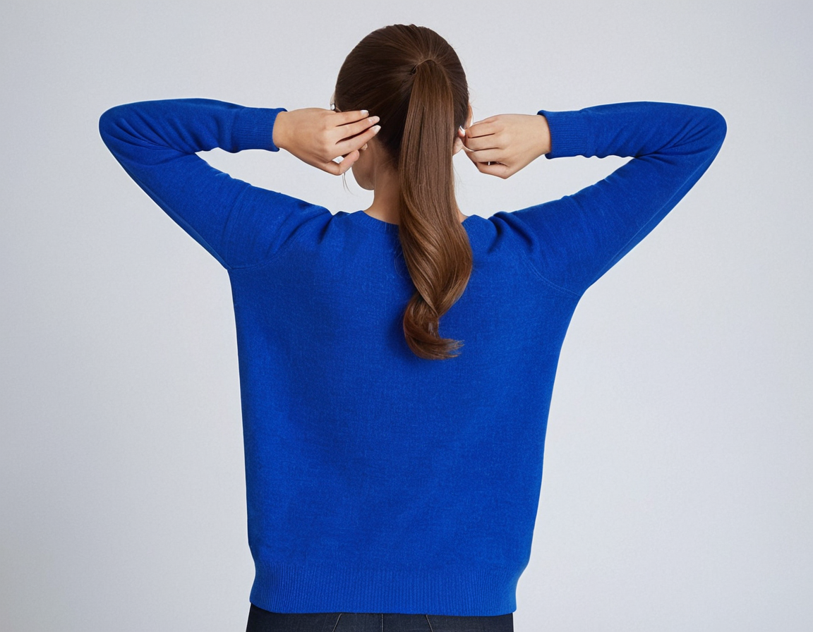Lässig Blau Einfarbig Rundhalsausschnitt Langarmpullover