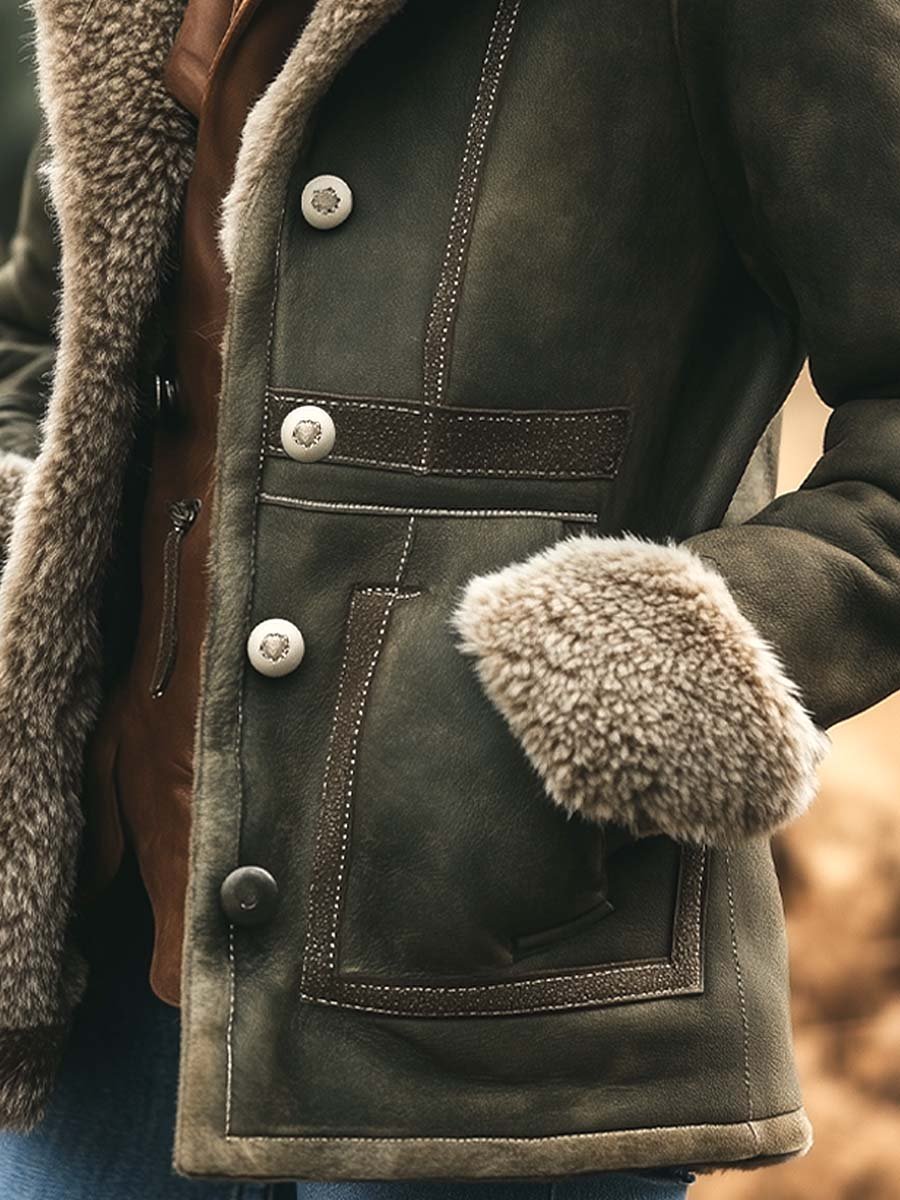 Retro Damen Wildlederjacke