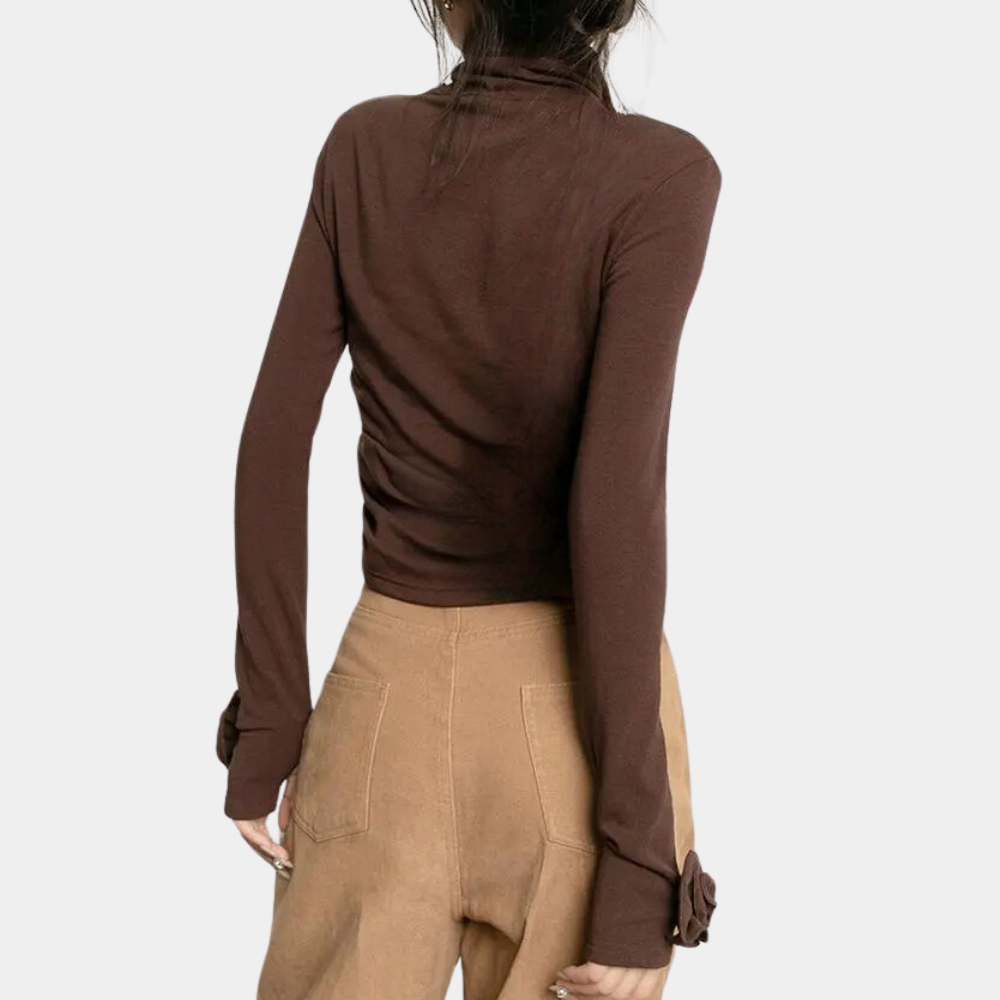 Jeanette - Elegantes Braunes Shirt für Damen