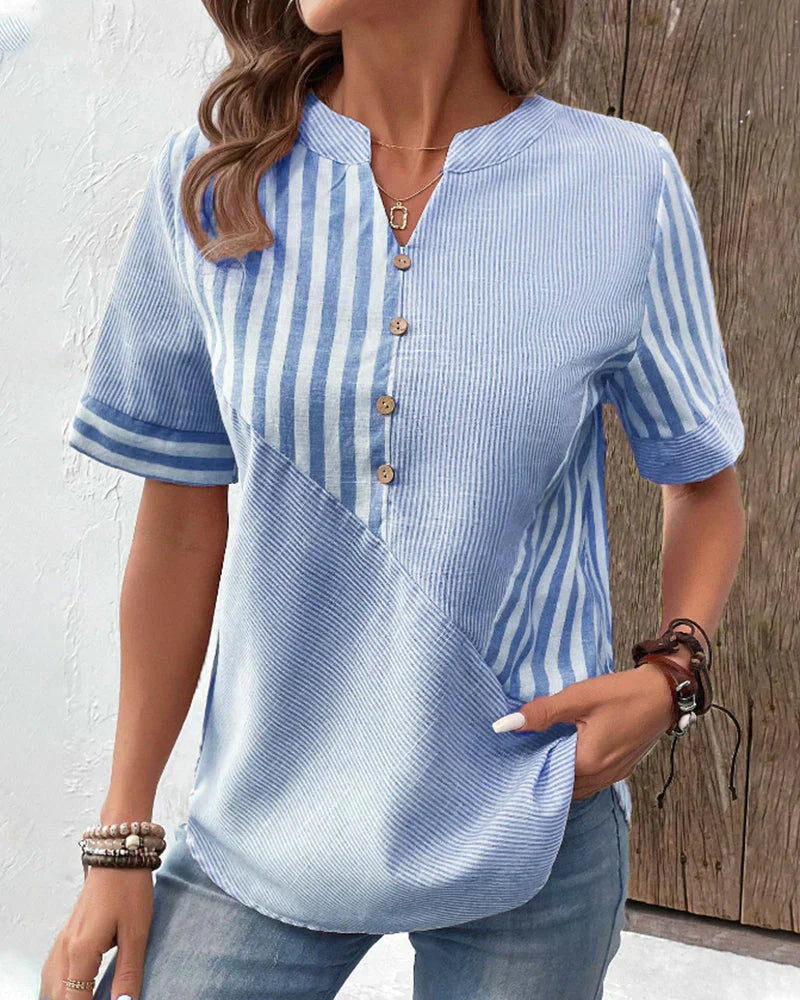 Barbara - Elegante Bluse mit Kunsthandwerksdruck für Damen