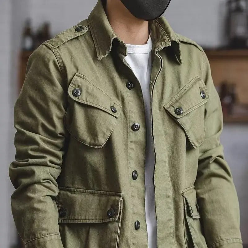 Justin - Lässige und Stilvolle Grüne Multi-Taschen Herbstjacke für Herren