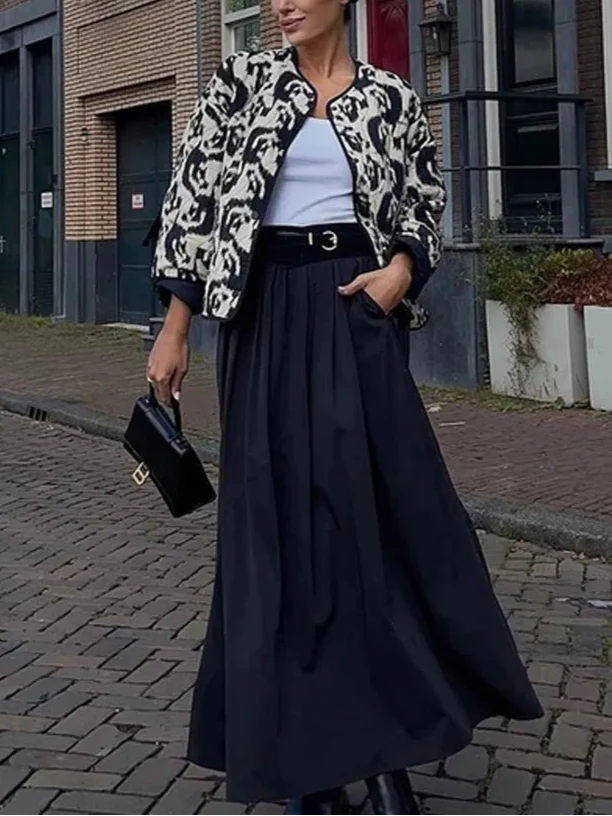 Gary - Schwarz-weiß bedruckte Oversize-Jacke