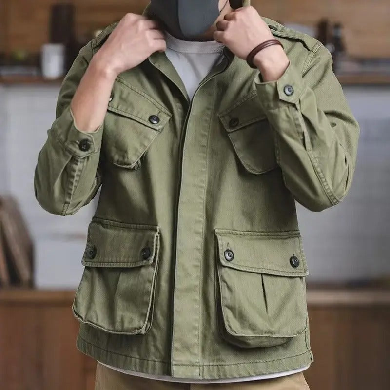 Justin - Lässige und Stilvolle Grüne Multi-Taschen Herbstjacke für Herren