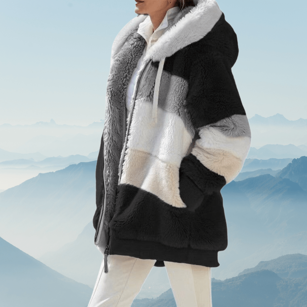 Kapuzensweatjacke aus Plüsch für Damen