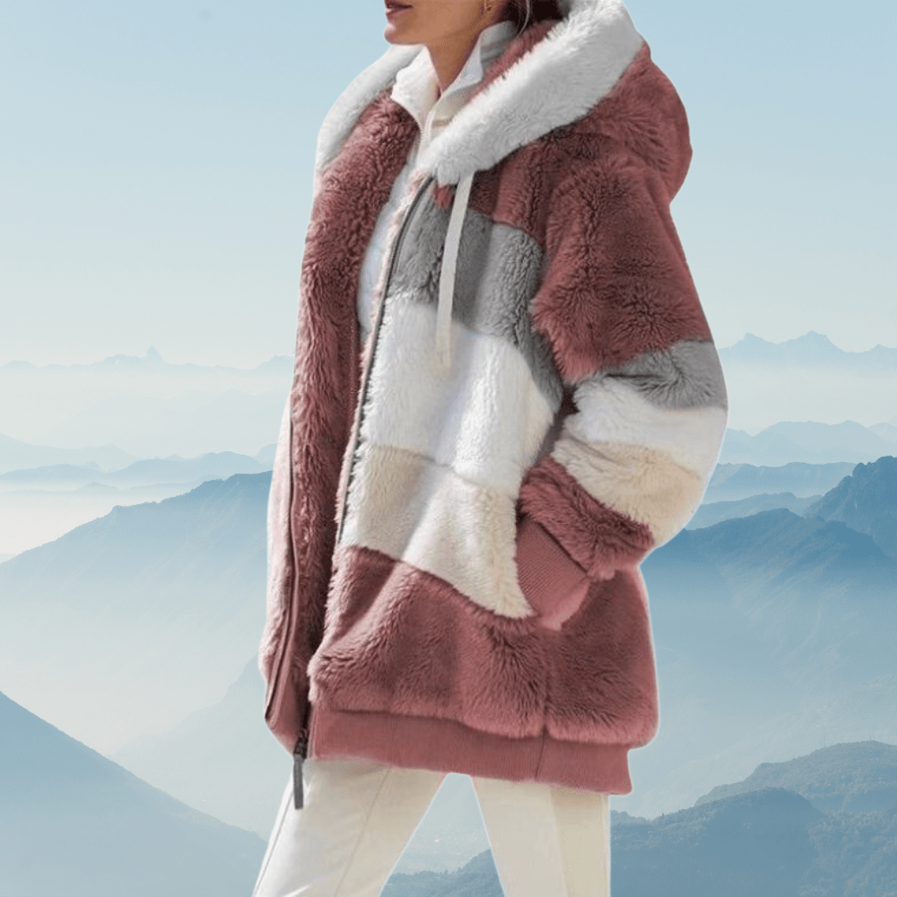 Kapuzensweatjacke aus Plüsch für Damen