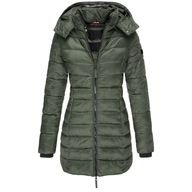 Wattierter Mantel mit Kapuze für Damen