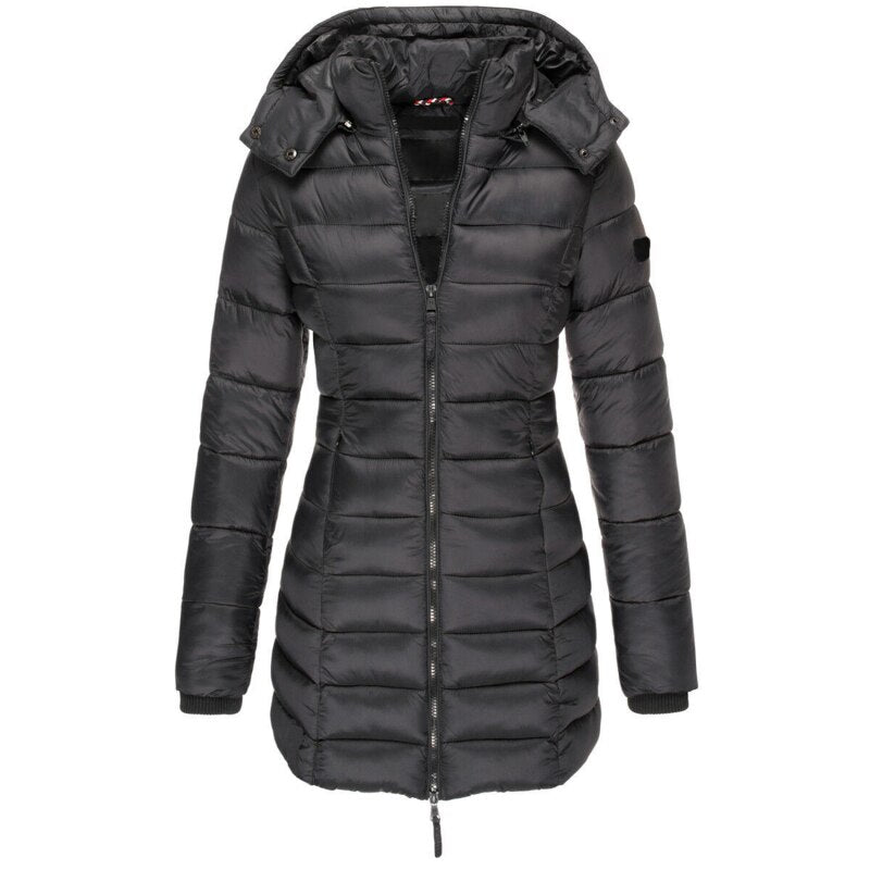 Wattierter Mantel mit Kapuze für Damen