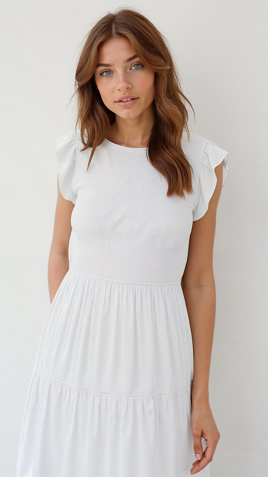 Midikleid mit Gesmoktem Design von Leni
