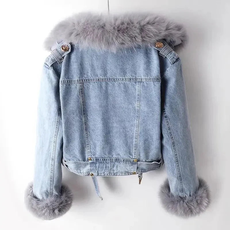 Liselotte Denimjacke mit Kunstpelz