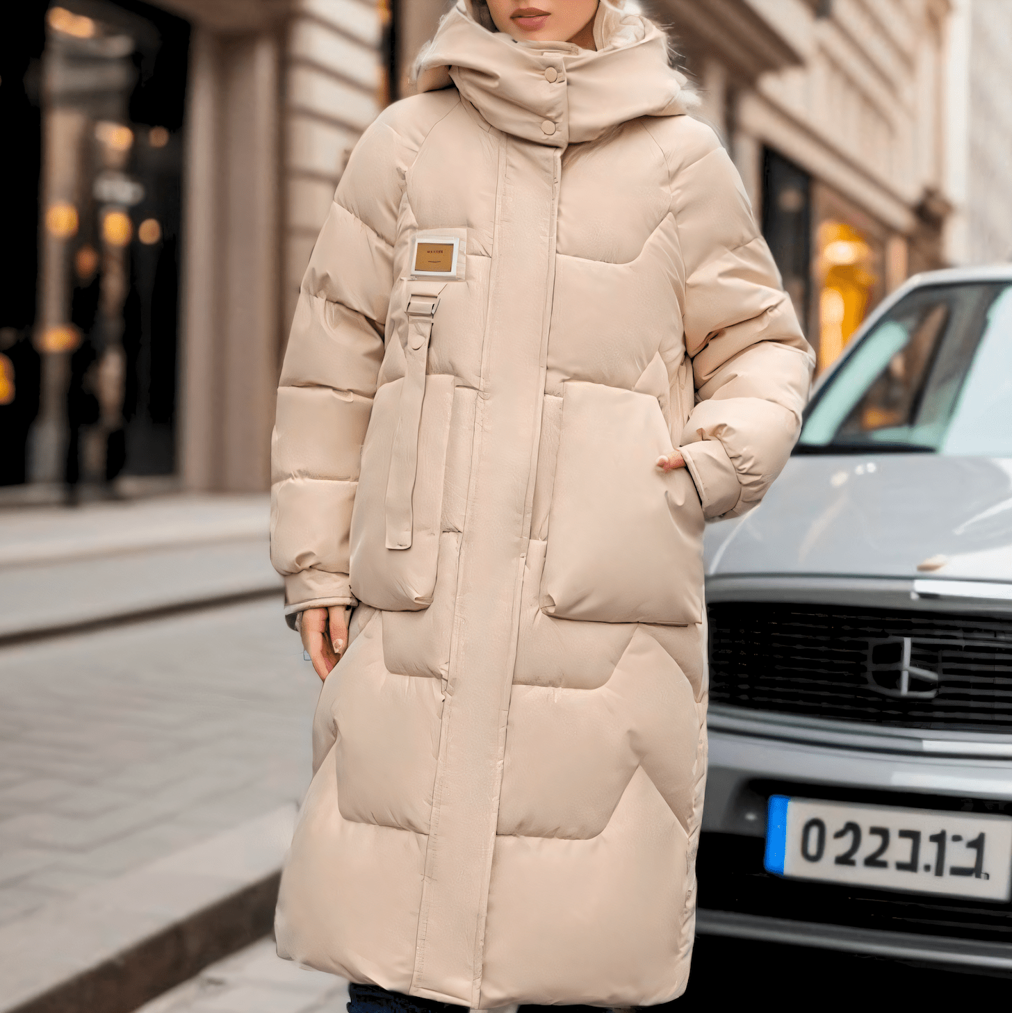 Majken Lange Kapuzen Pufferjacke