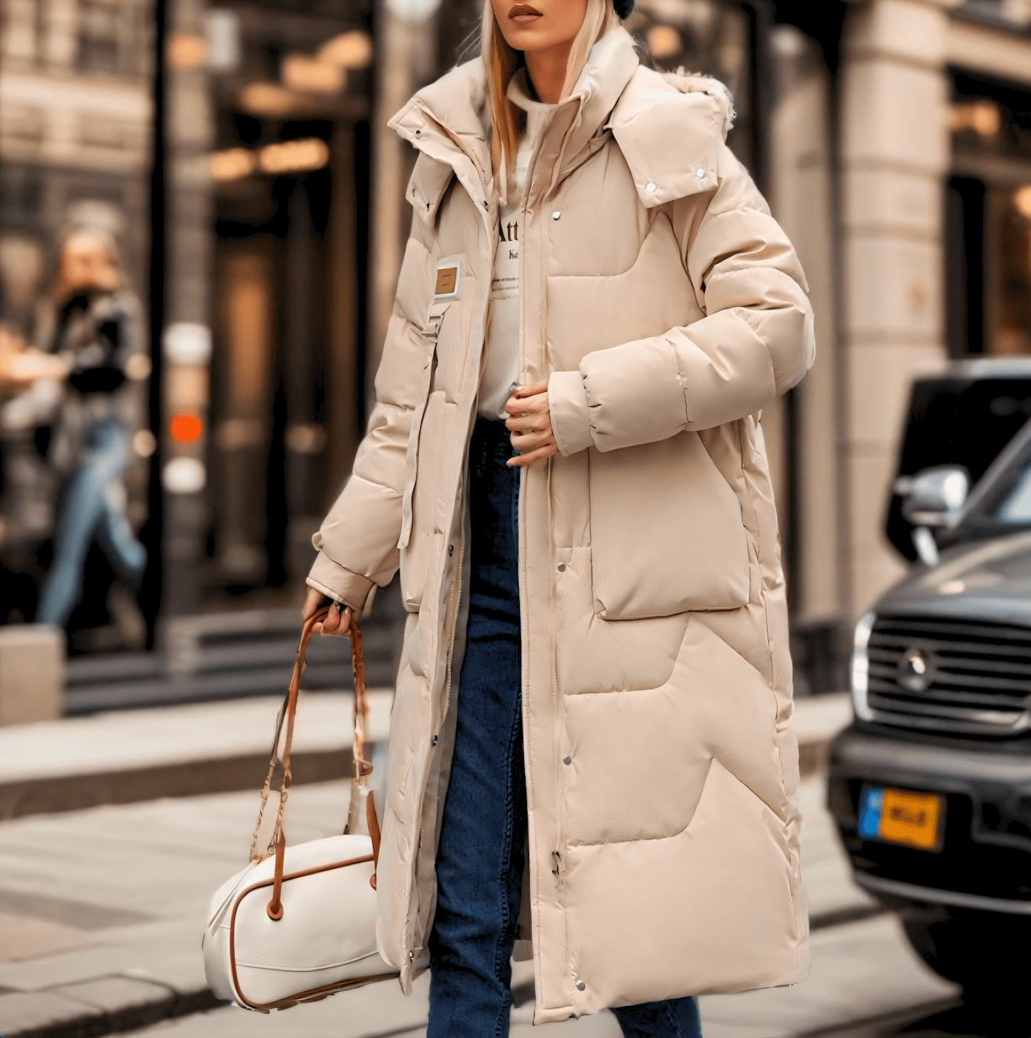 Majken Lange Kapuzen Pufferjacke