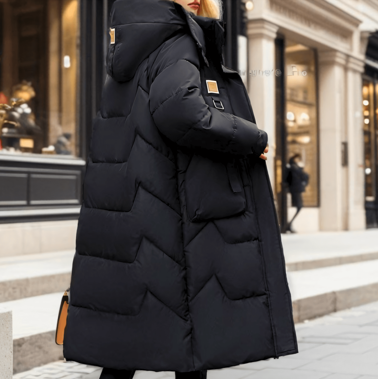 Majken Lange Kapuzen Pufferjacke