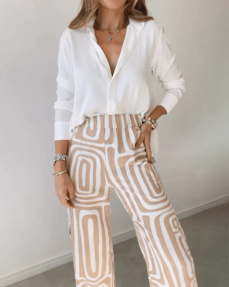 Yasmin Blouse and Printed Pants Set