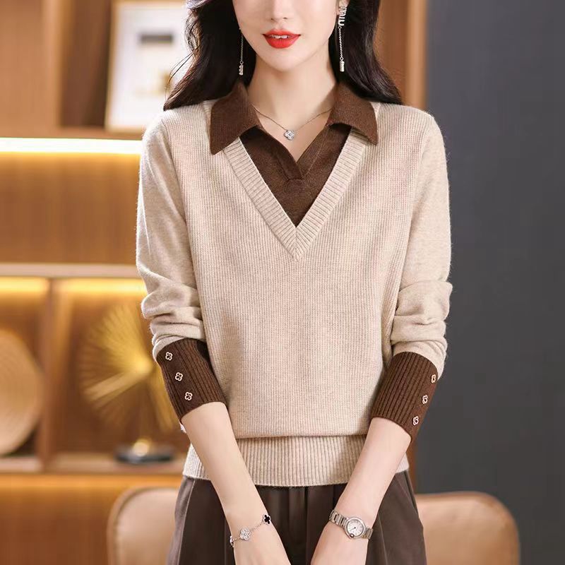 Corin | Mode Original Herbst Zweiteilige Polo Neck Pullover für Frauen