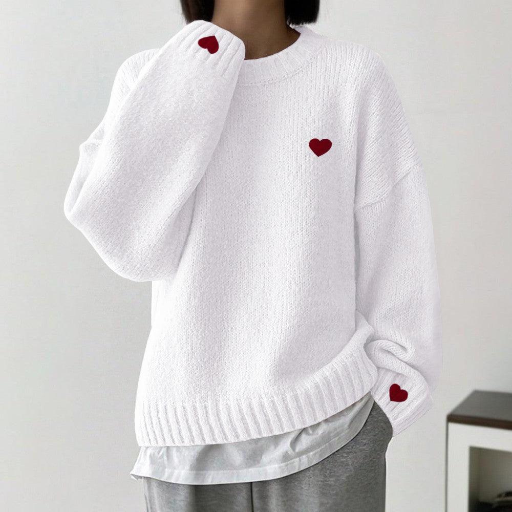 Weißer Basic-Pullover mit langen Ärmeln
