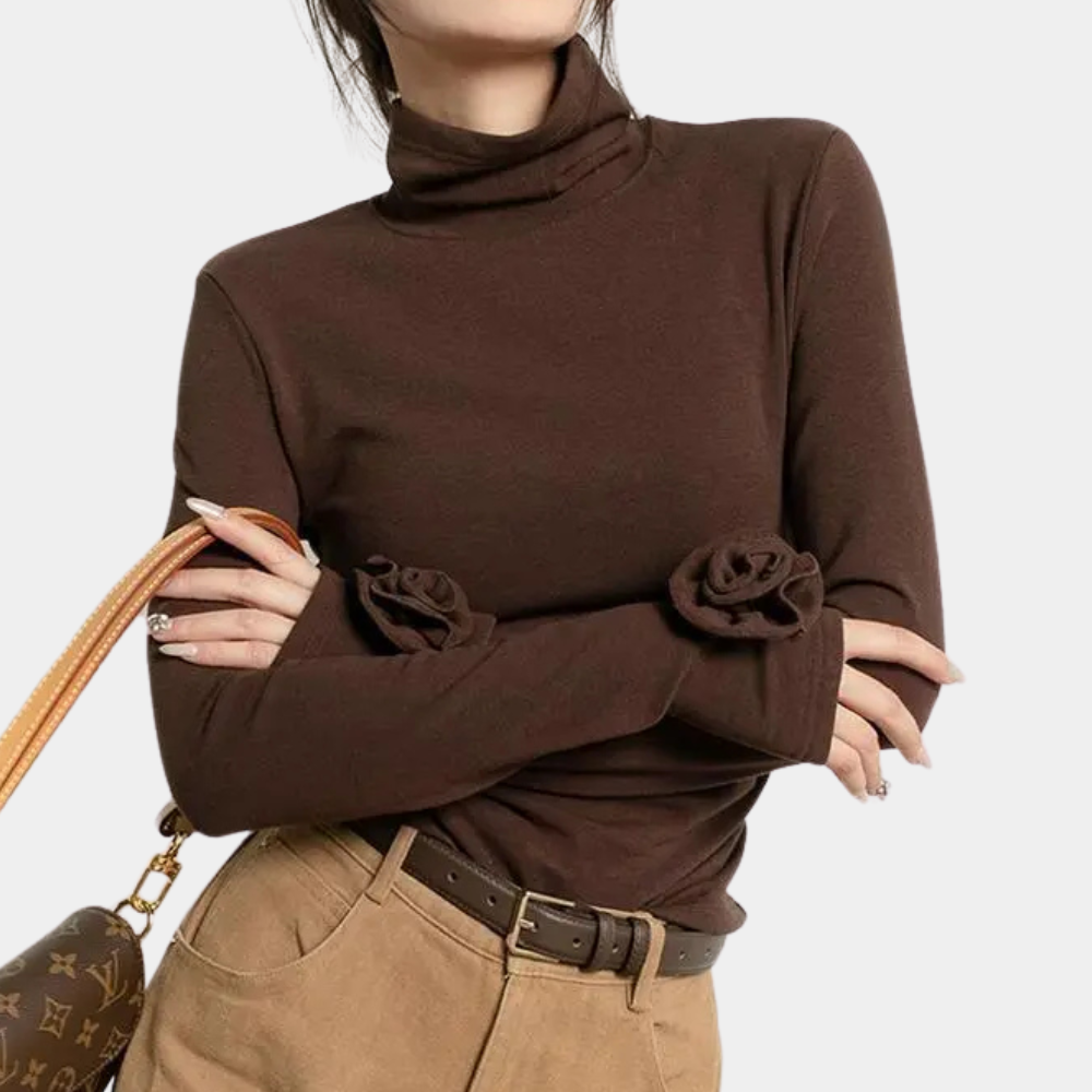 Jeanette - Elegantes Braunes Shirt für Damen