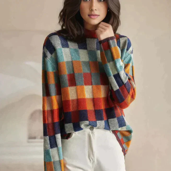 Rumänien – couture-patchwork-rollkragenpullover