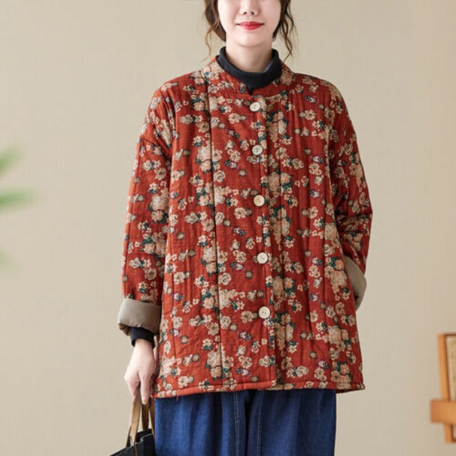 Linde - Damen Vintage Blumen Jacke