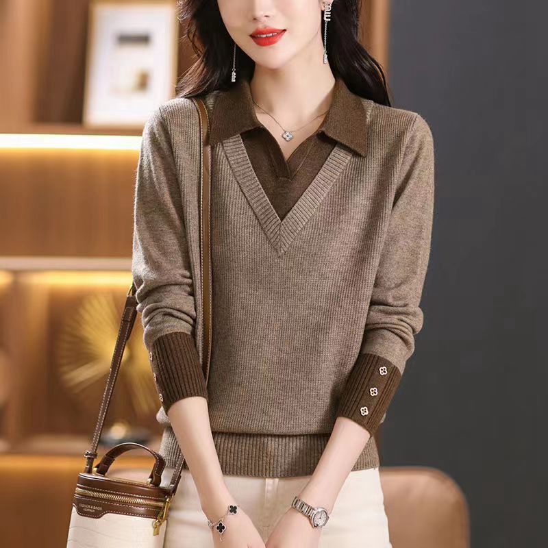 Corin | Mode Original Herbst Zweiteilige Polo Neck Pullover für Frauen
