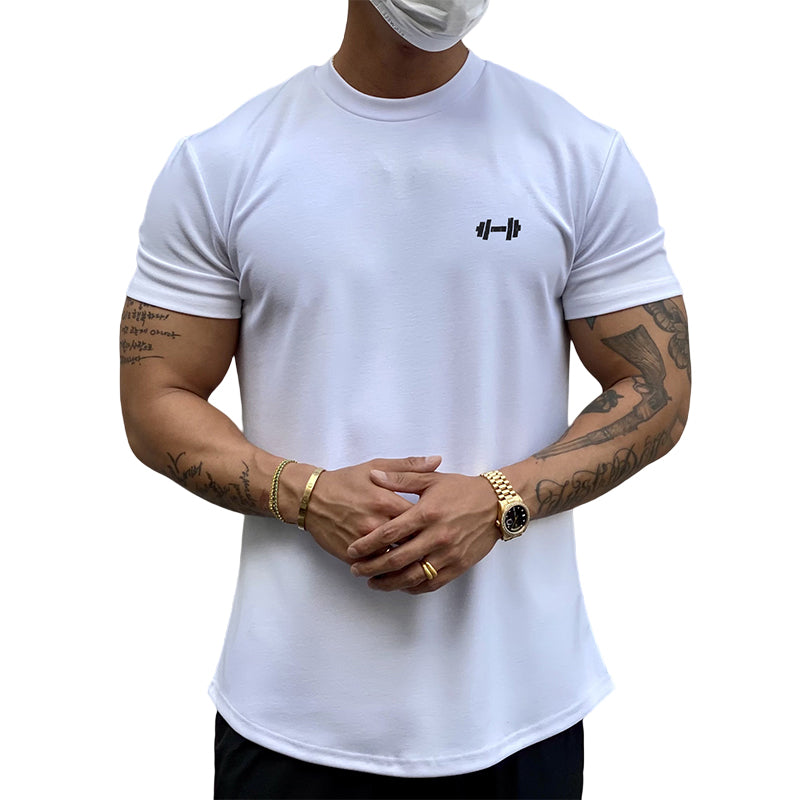 Sport T-Shirt Herren 100% Baumwolle Atmungsaktiv Elastisch Normal Schnitt