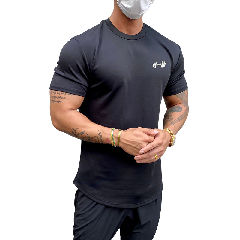 Sport T-Shirt Herren 100% Baumwolle Atmungsaktiv Elastisch Normal Schnitt