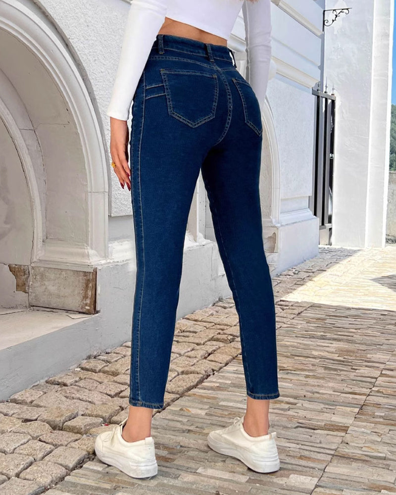 Kolumbianische Skinny Jeans mit Mittelhohem Bund und Stretch für Kurvige Frauen