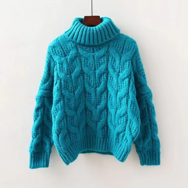 Zopfmuster-Strickpullover für Damen