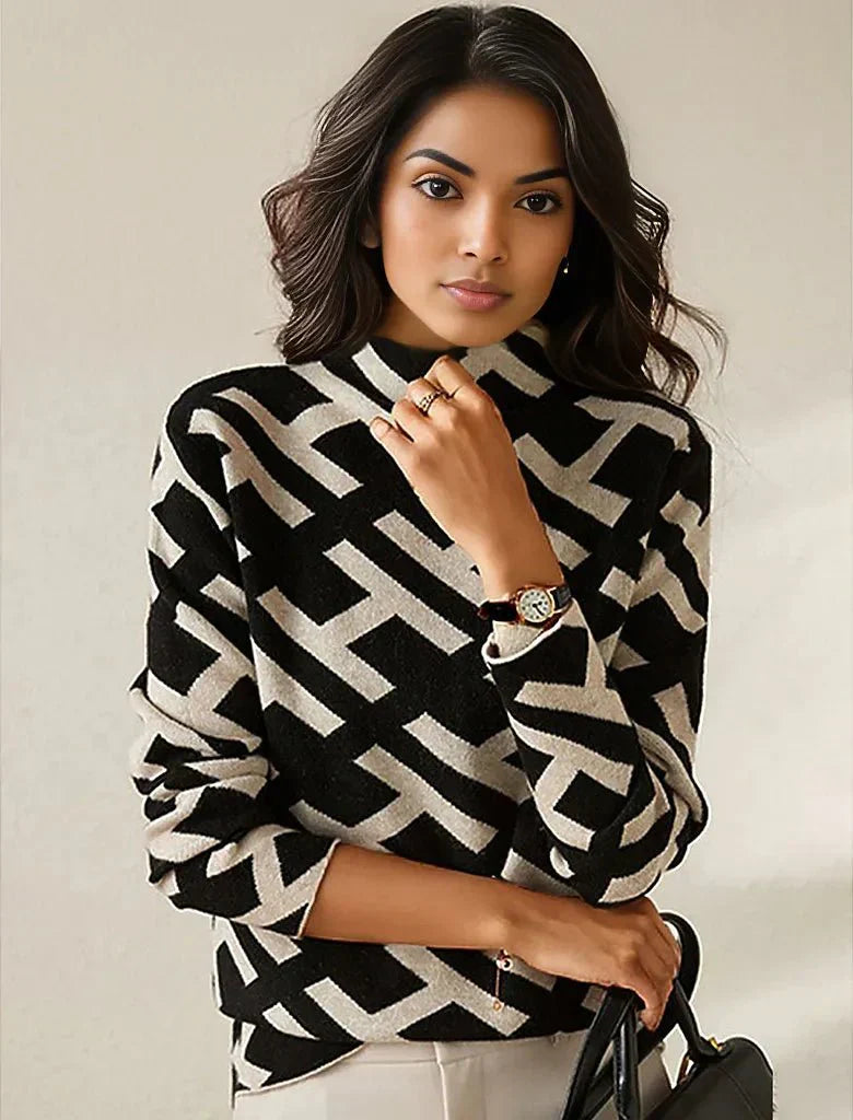 Melina | Trendiger geometrischer Musterpullover für modernen Komfort