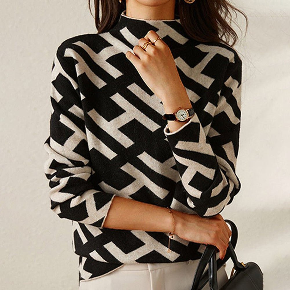 Melina | Trendiger geometrischer Musterpullover für modernen Komfort