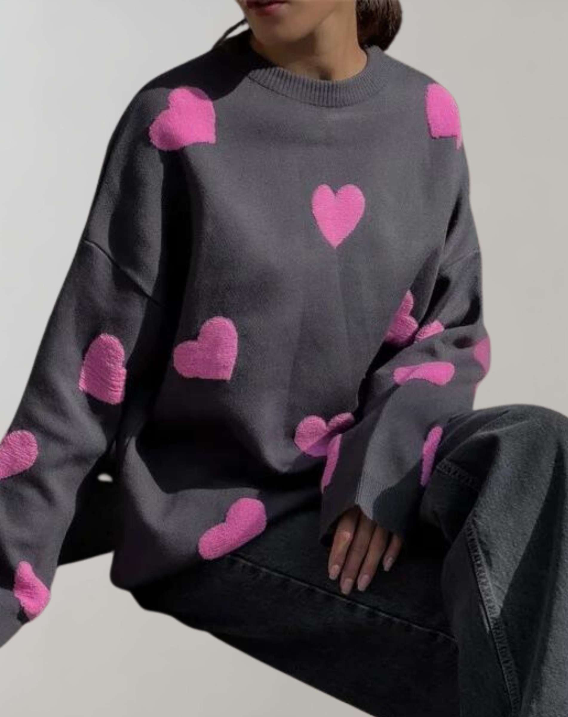 Vergie - Übergroßer Pullover mit Rundhalsausschnitt