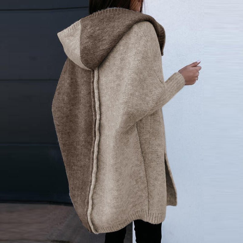 Lauren - Lässiger Stilvoller Brauner Patchwork Herbst Hoodie Pullover für Damen