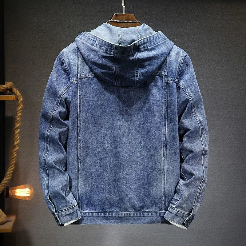 Logan - Stilvolle Vintage Herbst-Jeansjacke mit Kapuze für Herren
