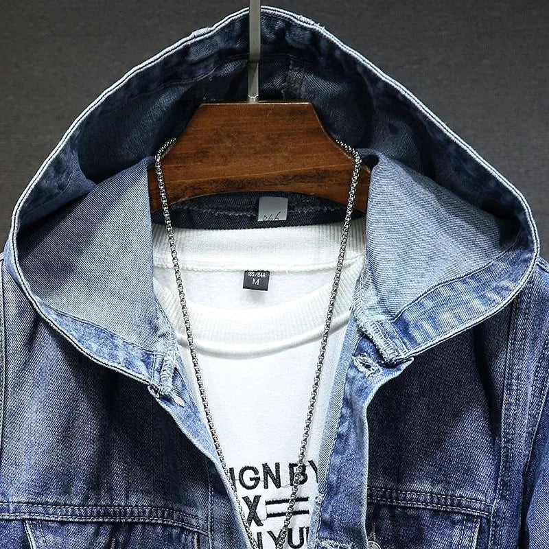 Logan - Stilvolle Vintage Herbst-Jeansjacke mit Kapuze für Herren