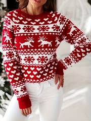 Kris - Jacquard-Pullover mit Rundhalsausschnitt