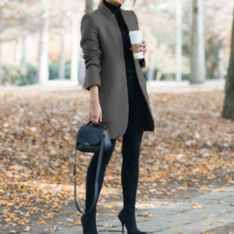 Sanie | Damen Eleganter Stehkragen Wintermantel | Lang