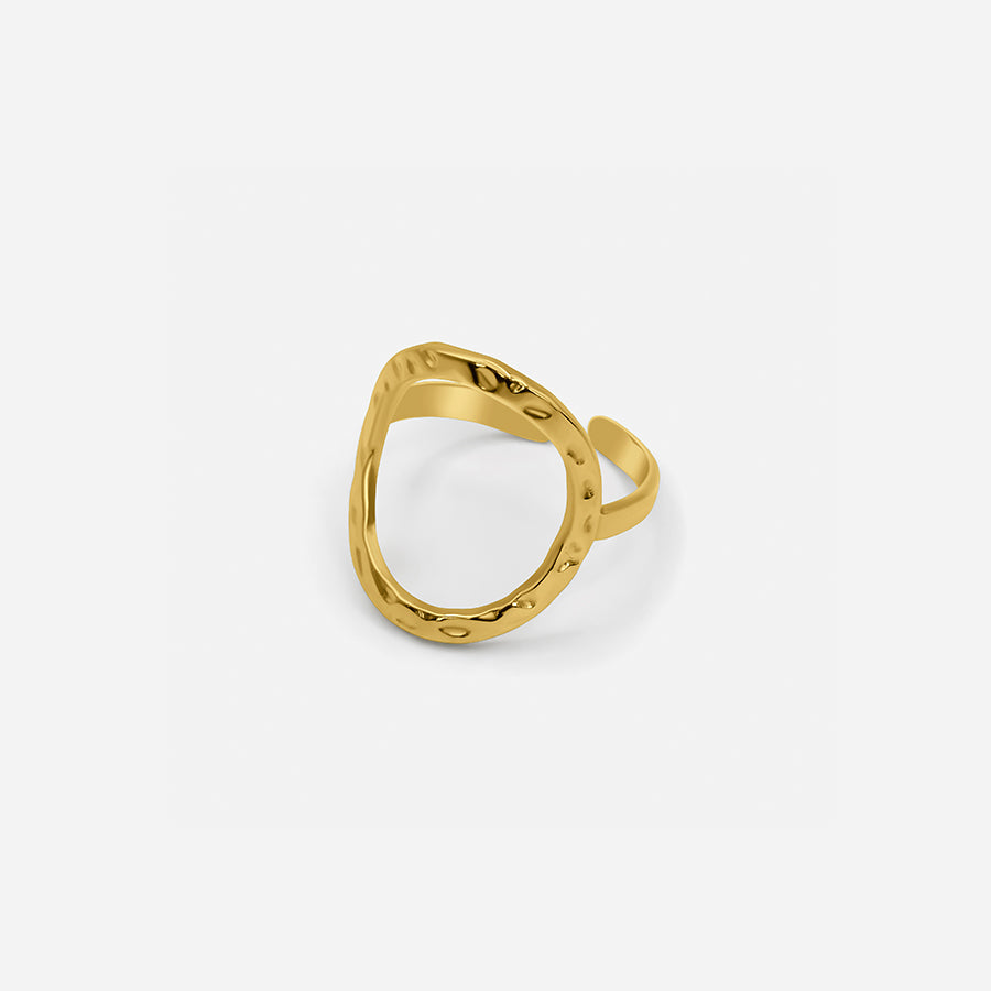 Verstellbarer Goldener Ovalring – Modernes Design mit besonderer Struktur