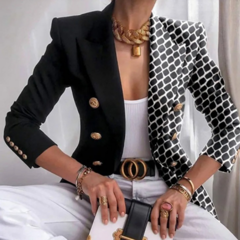 Gini | Damen Elegant Schick Bedruckter Blazer | Formell
