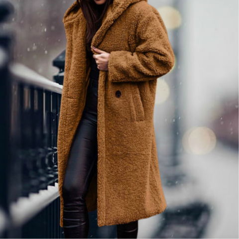 Viela | Damen Elegante Kapuze Winter Mantel | Lang