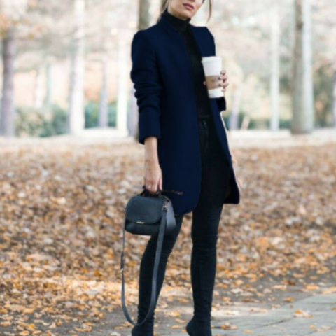 Sanie | Damen Eleganter Stehkragen Wintermantel | Lang