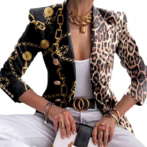 Gini | Damen Elegant Schick Bedruckter Blazer | Formell